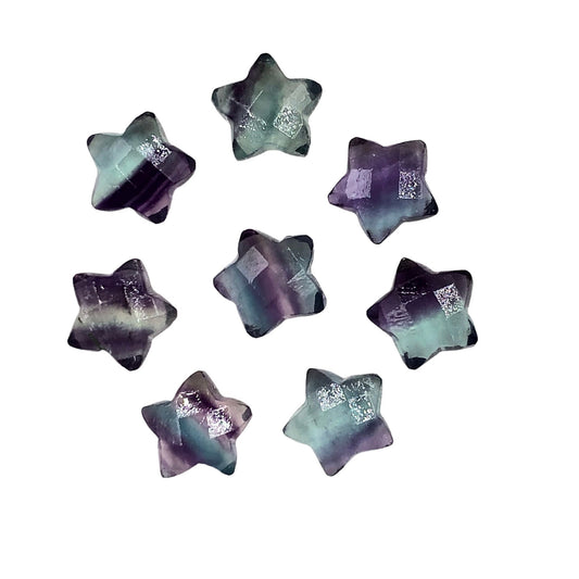 2 Pieces Natural Multi Fluorite Hand Carved Star Loose Gemstone Beads , Star Shape Gemstone For Jewelry , Size 10mm SKU-BBI121