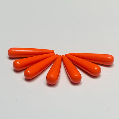 1 Pair Red Coral Smooth Drop Shape Gemstone, Handmade Matching Pair beads, Coral Matched Drops Pairs Jewelry Making Supplies" Size - 7x30mm