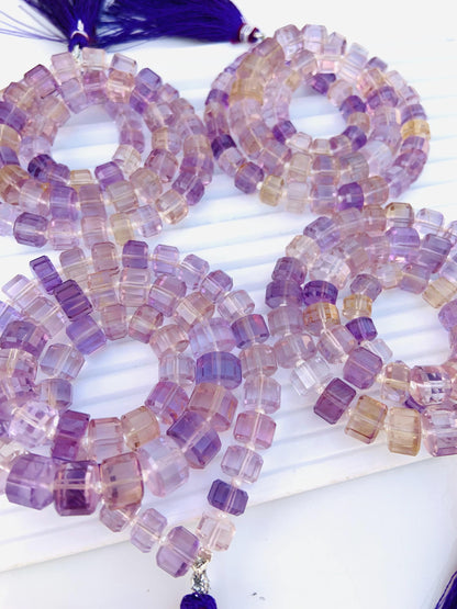 Natural Ametrine Faceted Tyre Gemstone Beads 15" Strand