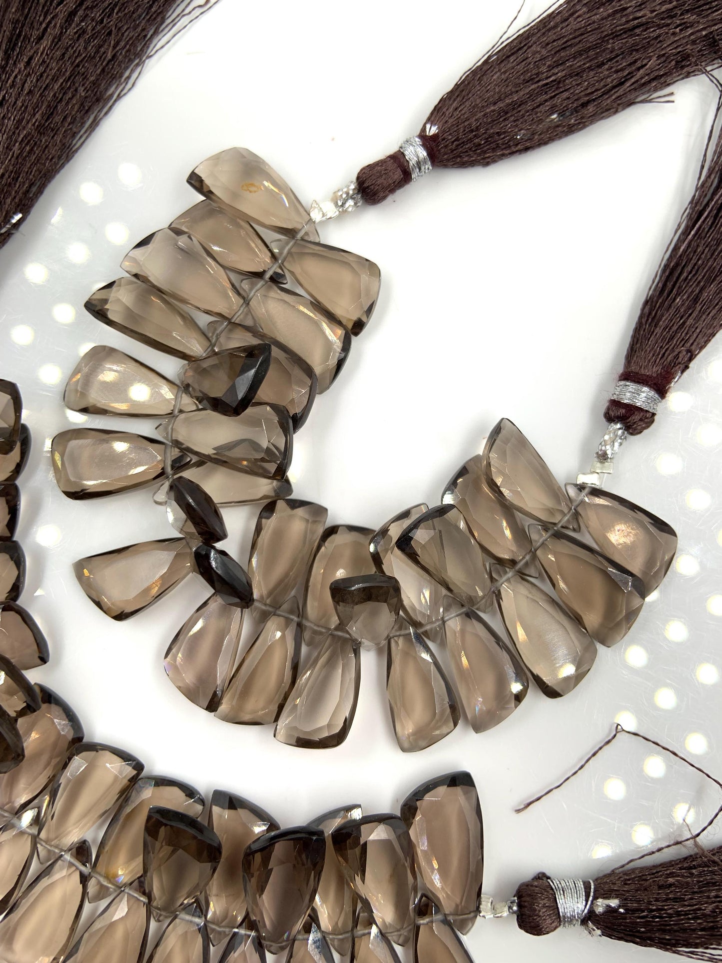 4 Inches Natural Smoky Quartz Sail Crown Cut Gemstone Side drill Beads, Fancy shape Gemstone Briolette, Size 8x16mm to 9x18mm gift for her