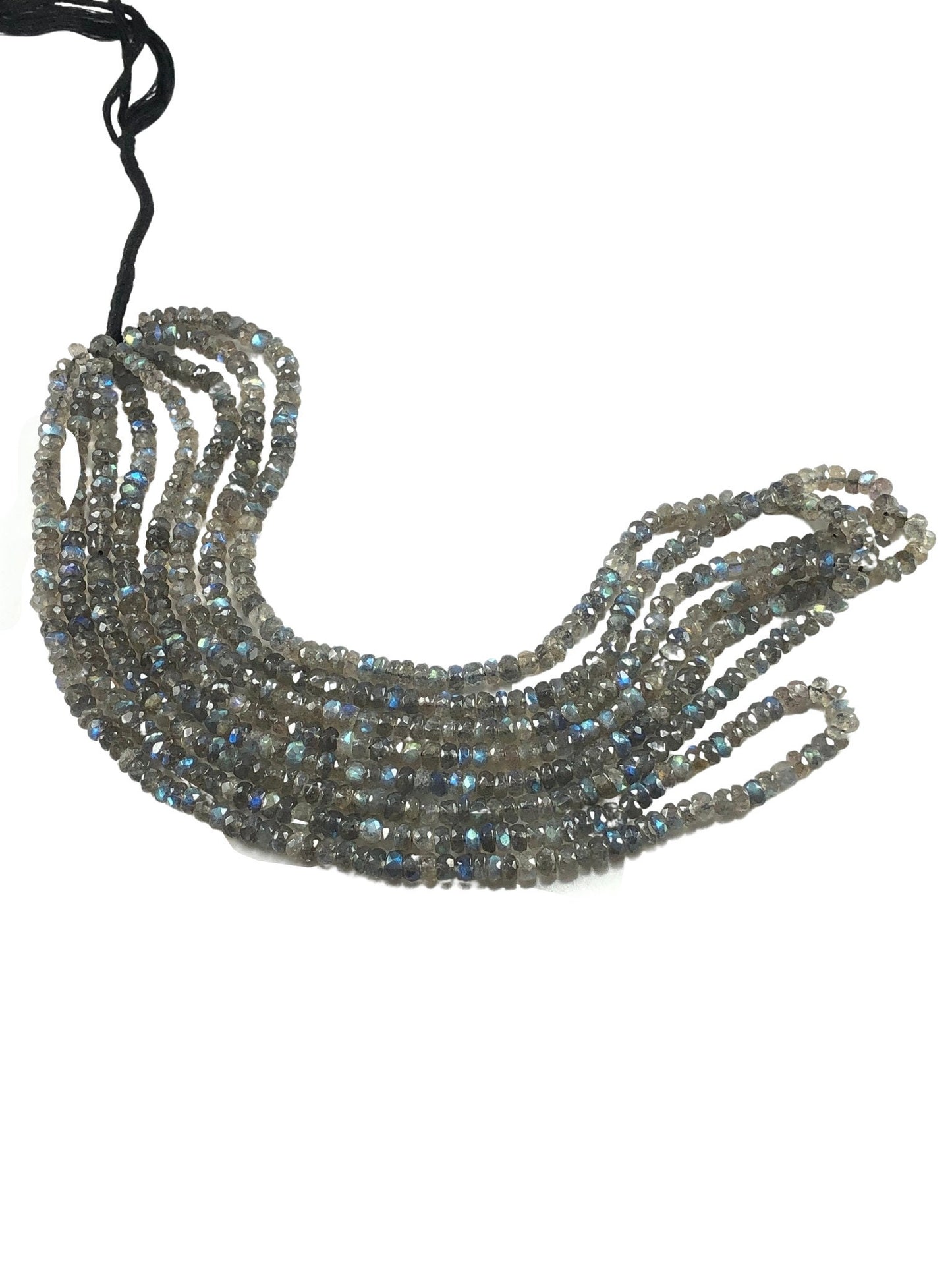 Natural Labradorite Rondelle Beads - AAA Faceted Gemstone, Blue Flash