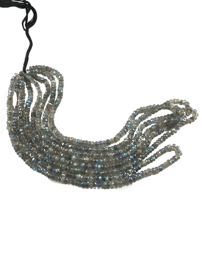 Natural Labradorite Rondelle Beads - AAA Faceted Gemstone, Blue Flash