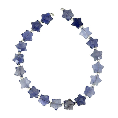 Natural Iolite Faceted Star Beads – 20pcs 10mm Carved Jewelry Beads