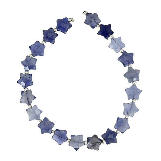 Natural Iolite Faceted Star Beads – 20pcs 10mm Carved Jewelry Beads