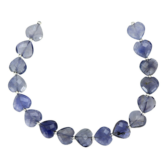 Natural Iolite Carved Heart Beads – Briolette Gemstones for Jewelry Making