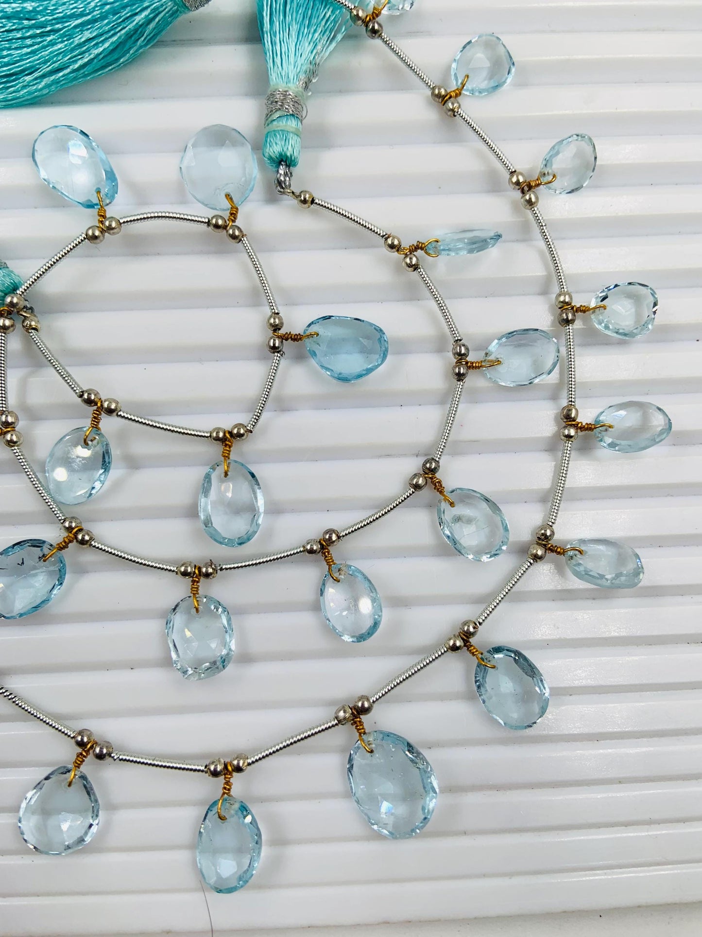 Natural Swiss Blue Topaz Rose Cut Cabochons | Freeform Faceted Flat Back Stones