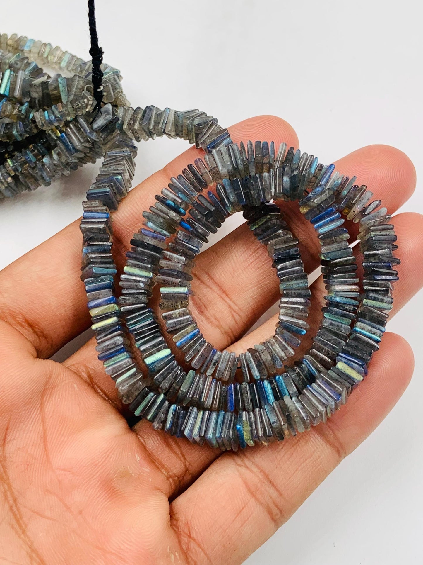 AAA Blue Flash Labradorite Square Beads, Smooth Gemstone Strand, 18 Inch