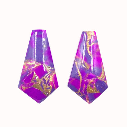 1 Pair Purple Copper Turquoise Smooth Kite Shape Gemstone, Size 10X18mm, Matching Pair Briolette, Earring Making Gemstone , SKU - BBI1018