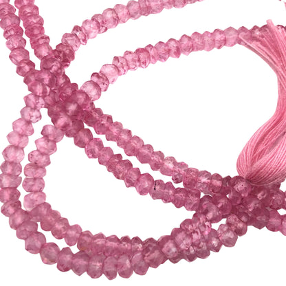 Mystic Pink Topaz Faceted Rondelle Beads, 3mm Gemstone Strand