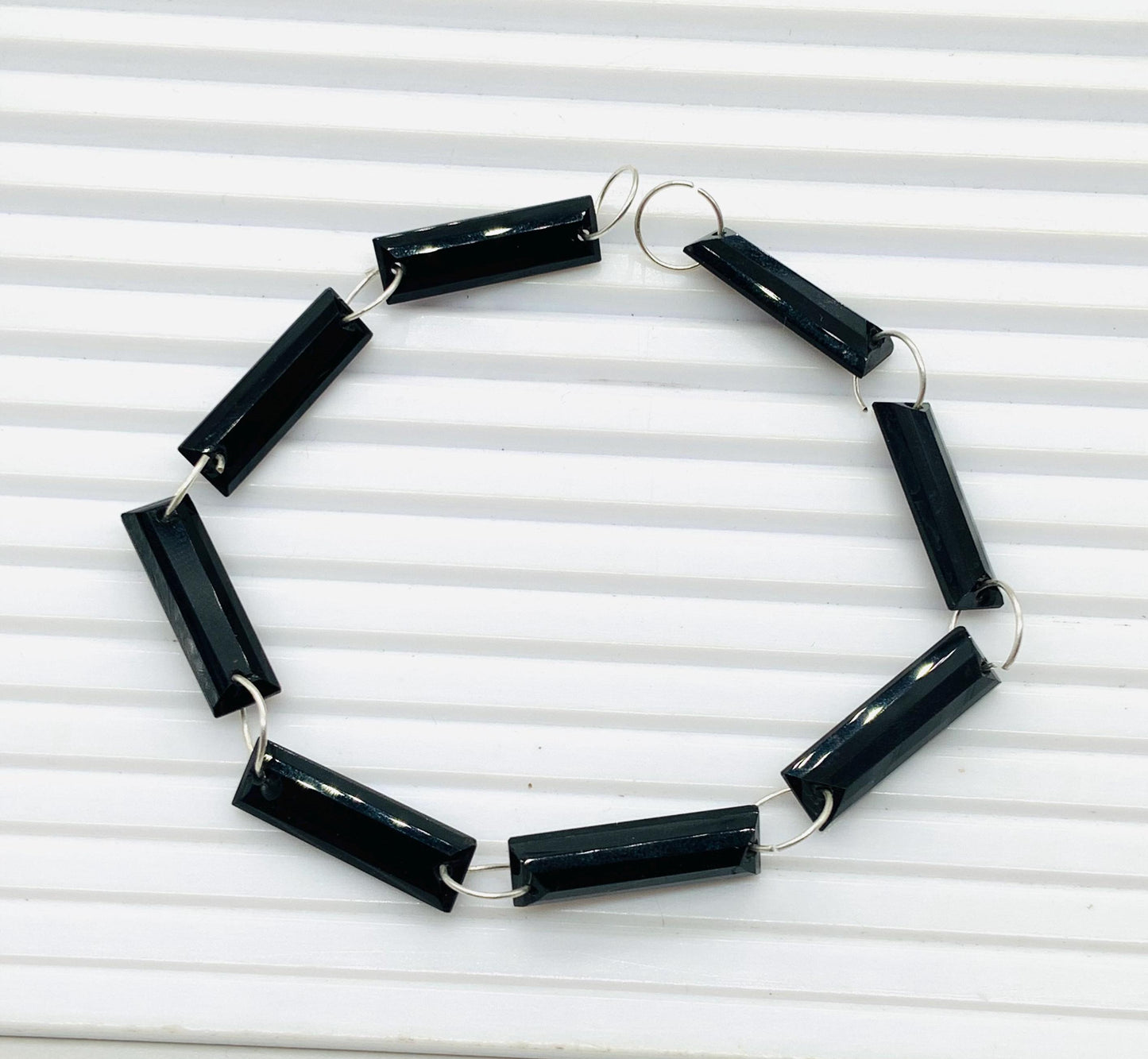 Black Onyx 10 Pieces Baguette Step-Cut Faceted Beads 20x6x4mm | Both Side Drill