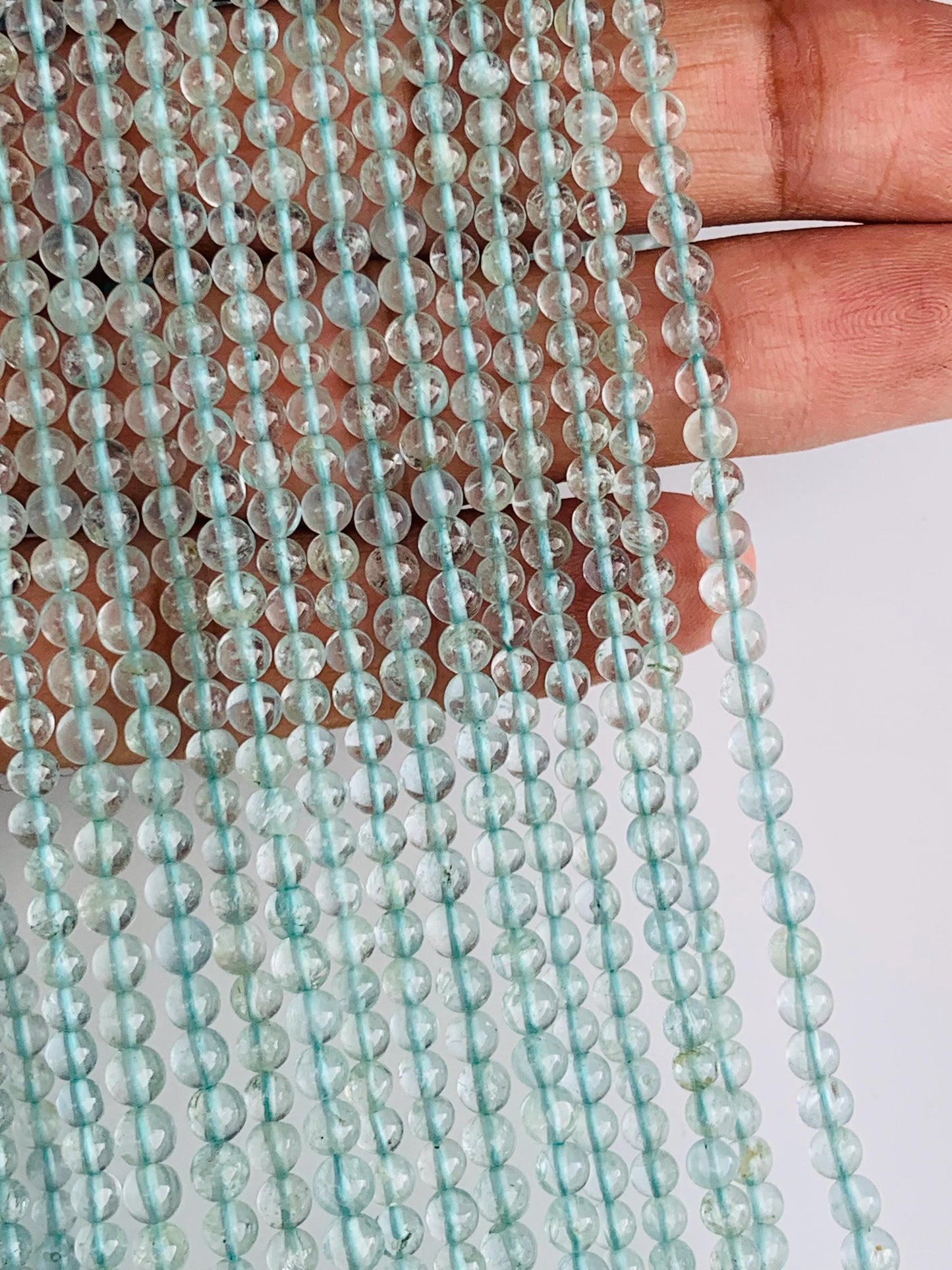 Natural Aquamarine Smooth Rondelle Briolette Beads 14 Inch Gemstone Strand