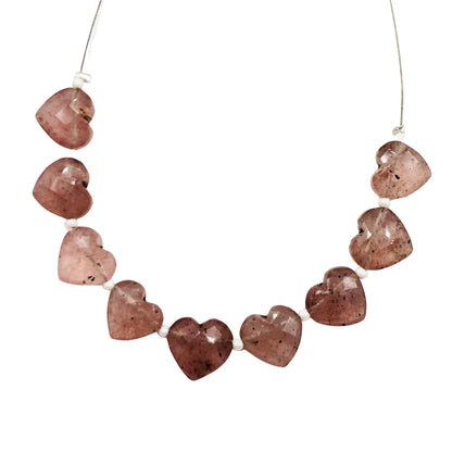 Natural Red Strawberry Quartz Carved Heart shape Gemstone Briolette Beads | Beads For Jewelry | Wholesale Gemstone beads, SKU - BBI331