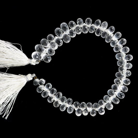 White Topaz Faceted Teardrop Briolette Beads | 6x9mm Calibrated Drops