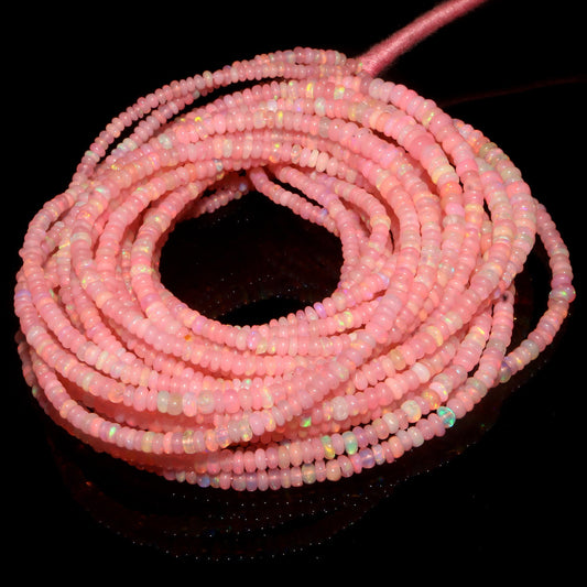 Natural Pink Ethiopian Opal Rondelle Beads