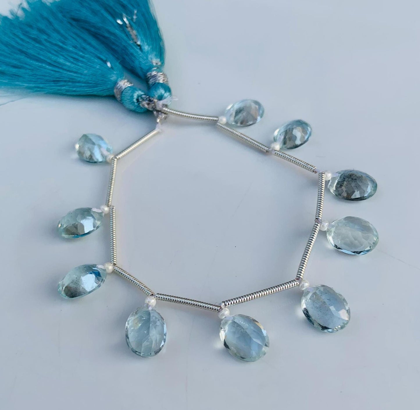 10pcs Natural Swiss Blue Topaz Faceted Oval Cut Gemstone Beads