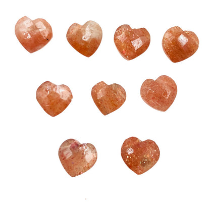 2 Pieces Natural Orange Sunstone Hand Carved Heart Shape Gemstone, Faceted Heart Shape Briolette , Size 10mm, Jewelry Supplies, SKU-BBI303