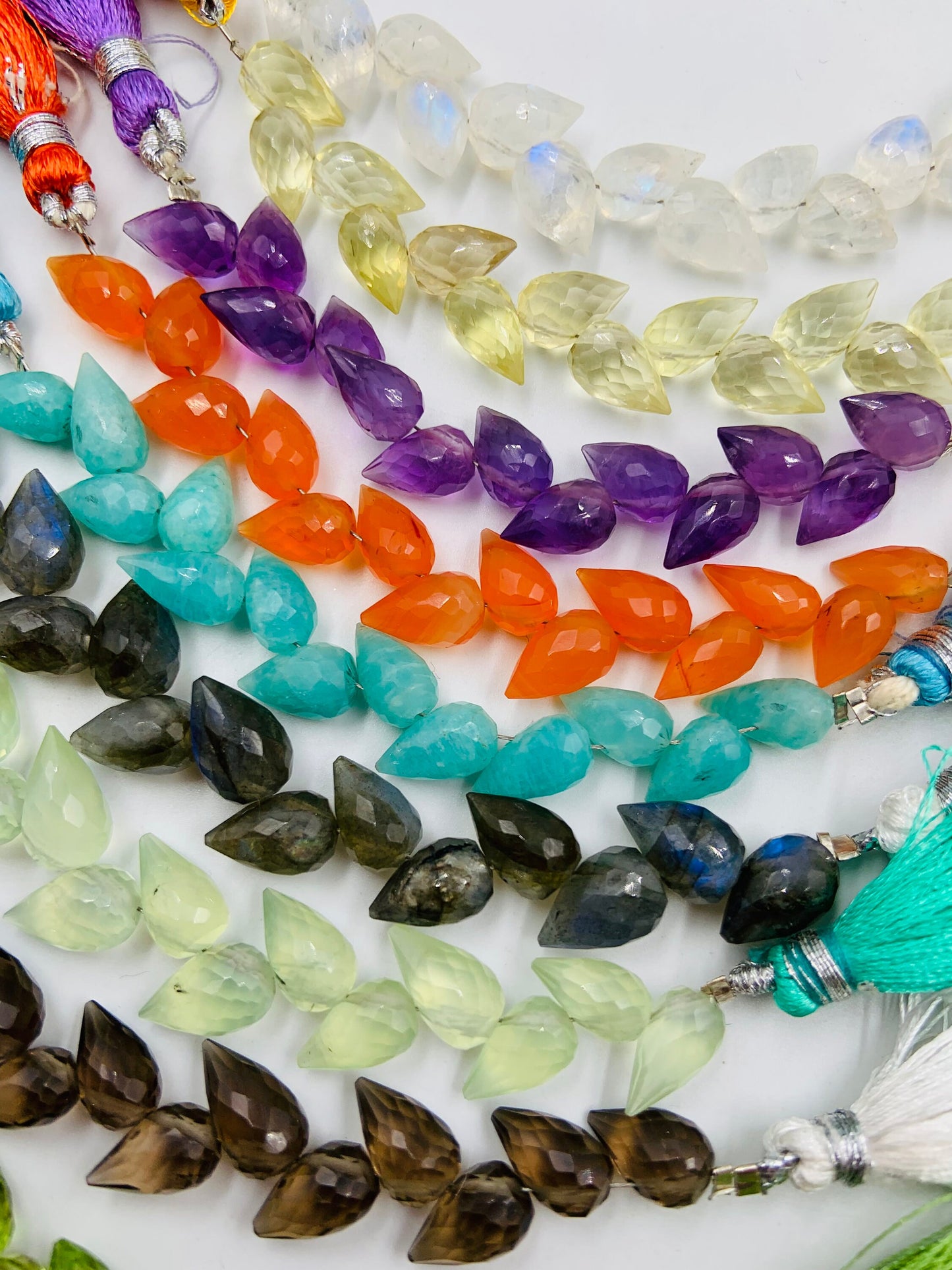 4 Inches Natural Mix gemstone Buds Briolette Beads mix Gemstone Faceted Flower Buds Size 5X9 MM To 6X10 MM gemstone Drops jewelry Making