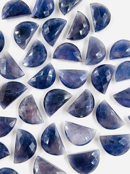 2 Pieces Natural Iolite gemstone, Half Moon D - shape gemstone, Earring Components natural gemstone, Half moon gemstone, size 10x16mm