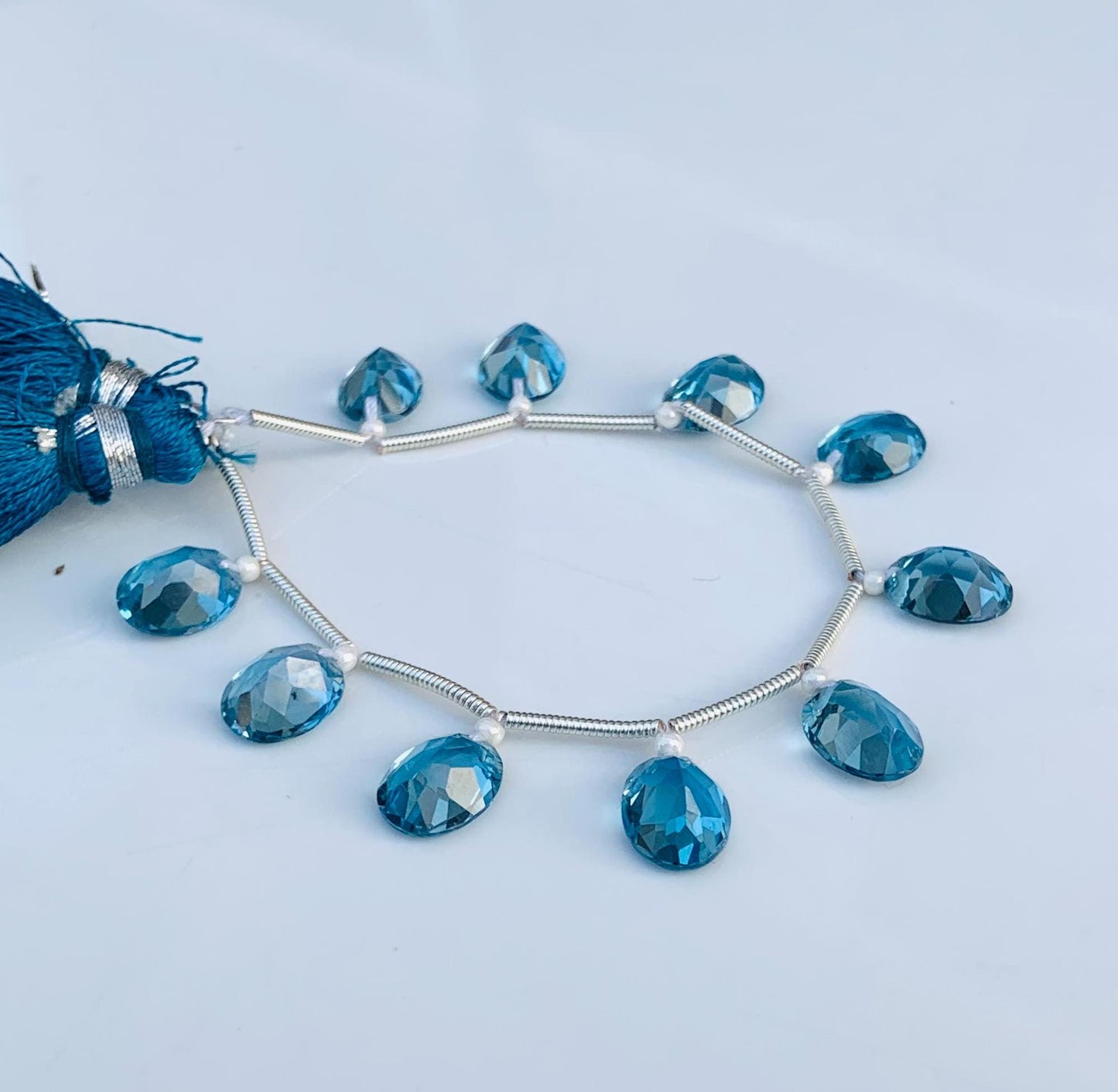 10pcs Natural London Blue Topaz Faceted Oval Cut Gemstone Beads