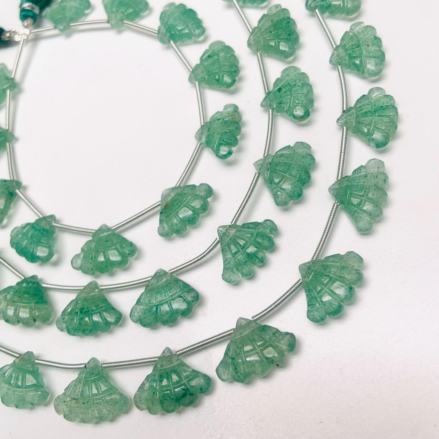 10 Pcs Natural Green Strawberry Triplet Carved Tree Shape Briolette Side Drill Beads Size 13x16x5mm fancy shape briolette for jewelry making