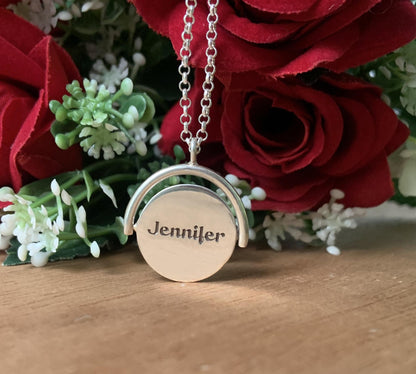 Personalized Spinning Initial Name Necklace - Dainty 925 Silver Gift