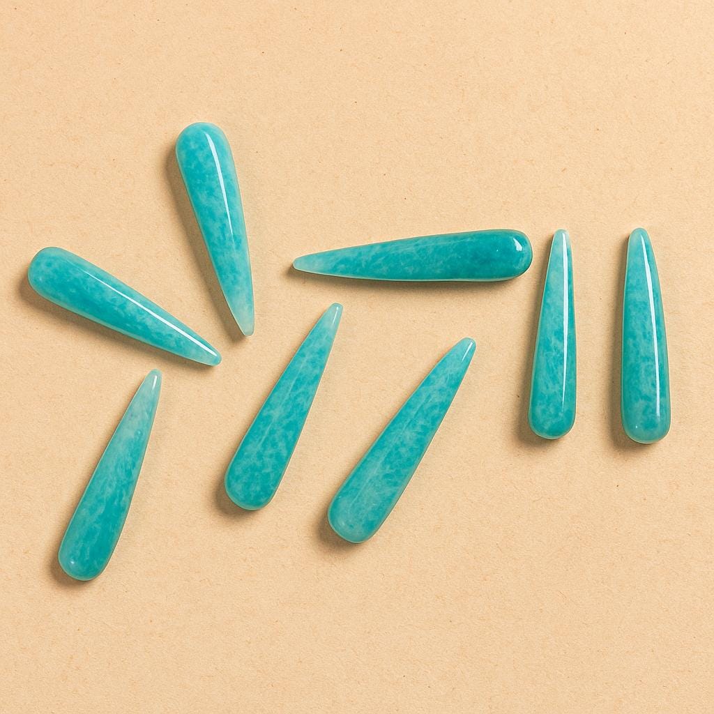 1 Pair Natural Amazonite Smooth Drop Shape Gemstone, Handmade Matching Pair beads, Matched Drops Pairs for Jewelry Making Size - 7x30mm