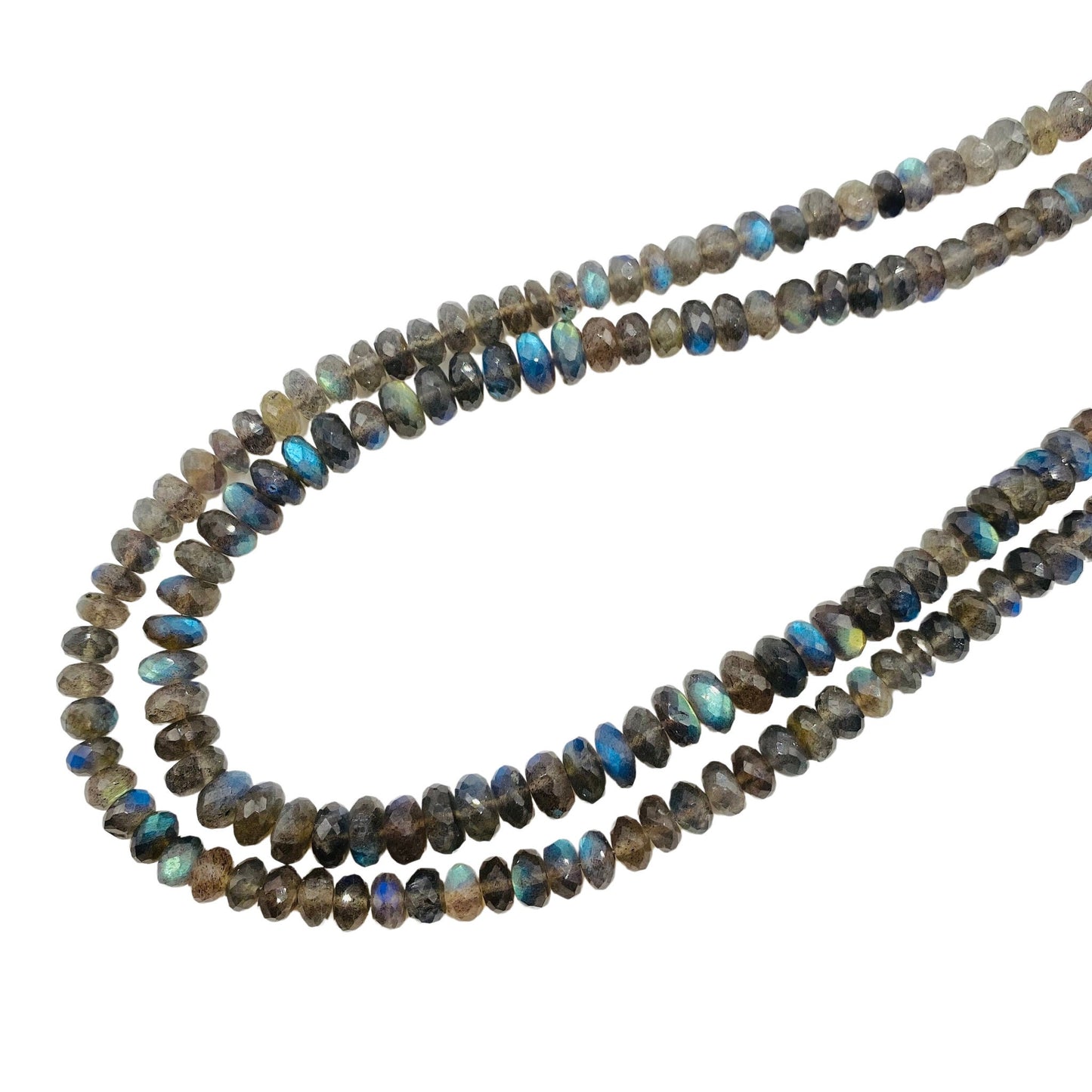 Natural Labradorite Faceted Rondelle Beads - Blue Flash AAA Gemstone Strand 16"