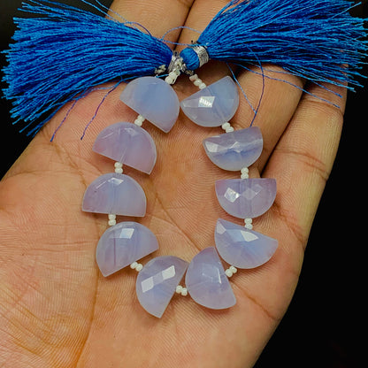 Natural Blue Lace Agate D-Shape Briolette Beads | 10x16mm Faceted Gemstones