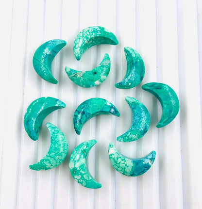 Natural Tibetan Turquoise Faceted Loose Gemstone Crescent moon Hand Carved Moon Shape Gemstone For Jewelry, Moon Shape Briolette Size 7x16mm