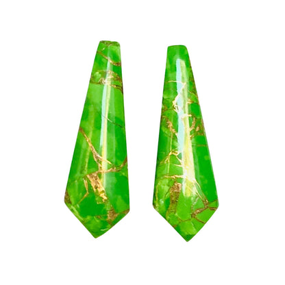 1 Pair Green Copper Turquoise Smooth Long Kite Shape Gemstone, Size 11x32mm, Matching Pair Briolette, Earring Making Gemstone, SKU - BBI978