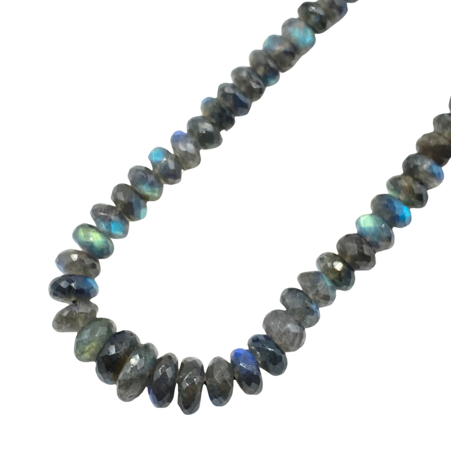 Natural Labradorite Rondelle Beads - Blue Flash Faceted Gemstone Strand 16 inch