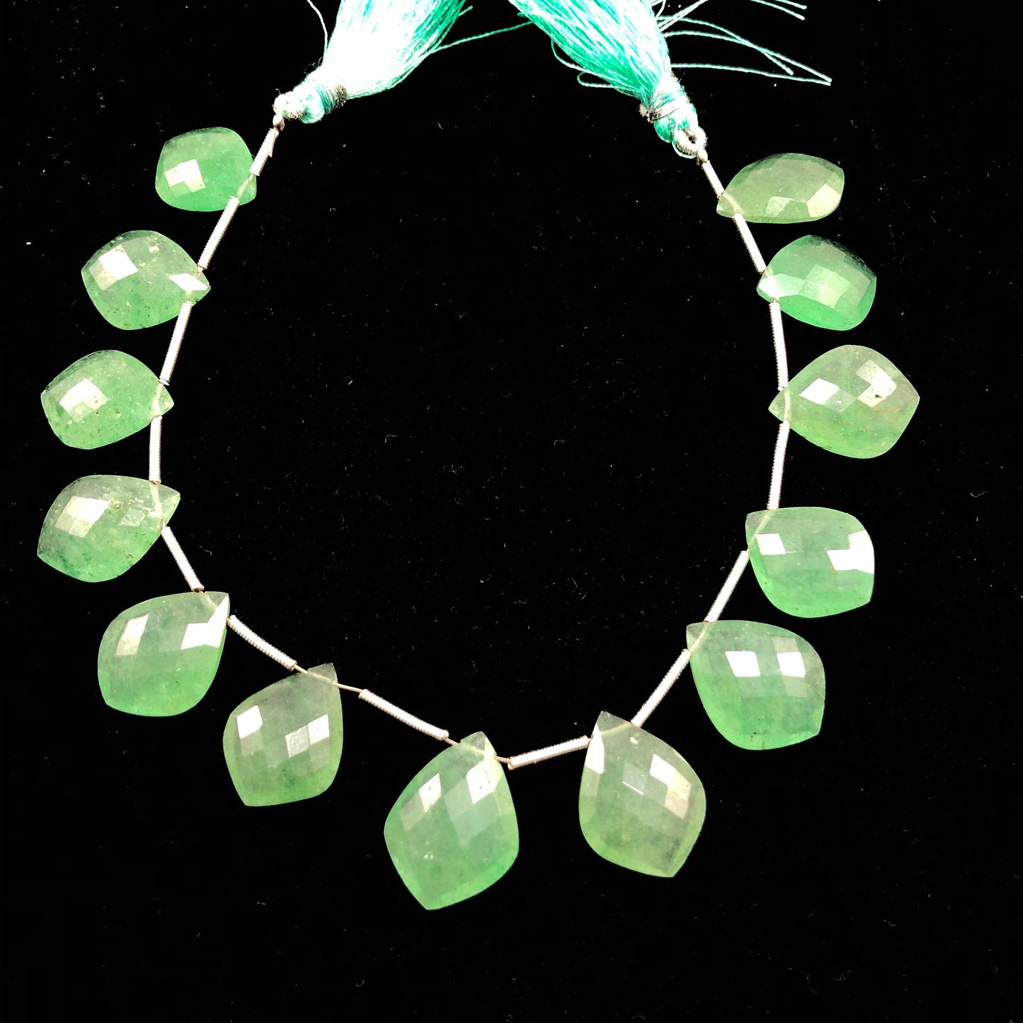 12pc Green Strawberry Quartz FACETED Shield Shape Drops Natural Gemstone Briolette Face Drill Beads | Beads For Jewelry | Wholesale Gemstone