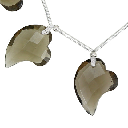 5 pcs Smoky Quartz carved HEART Shape facetted Briolette | Wholesale Natural Gemstone Beads | Face Drill | High Quality | Jewelry Making