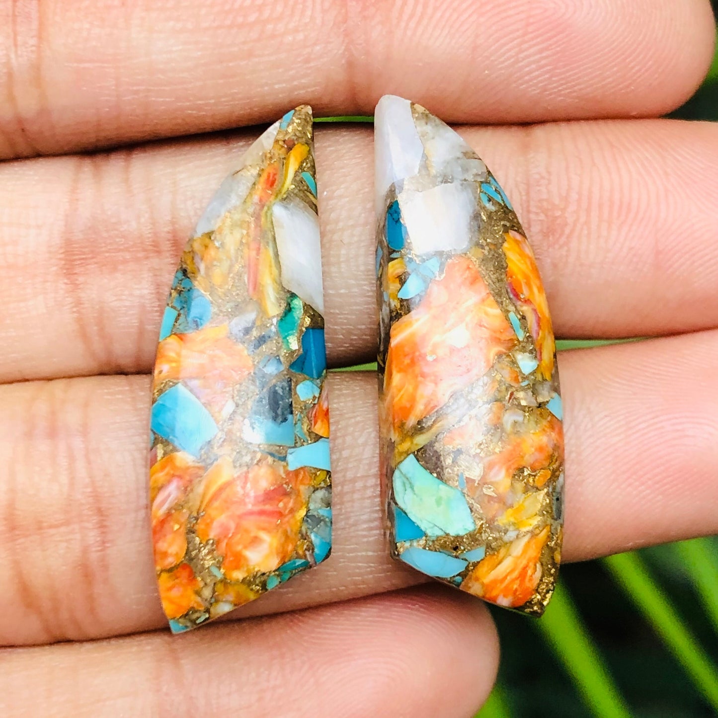 1 Pair Spiny Oyster Copper Turquoise Smooth Fancy Cut Shape Gemstone, Size 11X31mm, Matching Pair Briolette, Earring Making, SKU - BBI1022