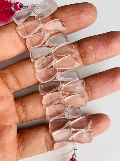 4 Inches Natural Rose Quartz Sail Crown Cut Gemstone Side drill Beads, Fancy shape Gemstone Briolette Size 8x16mm to 9x18mm gift for her