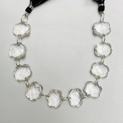 10 Pieces Natural Crystal Quartz Faceted Double Drilled Gemstone Beads, Cloud Shape Gemstone, Hand Carved Gemstone Size 14x15x6mm