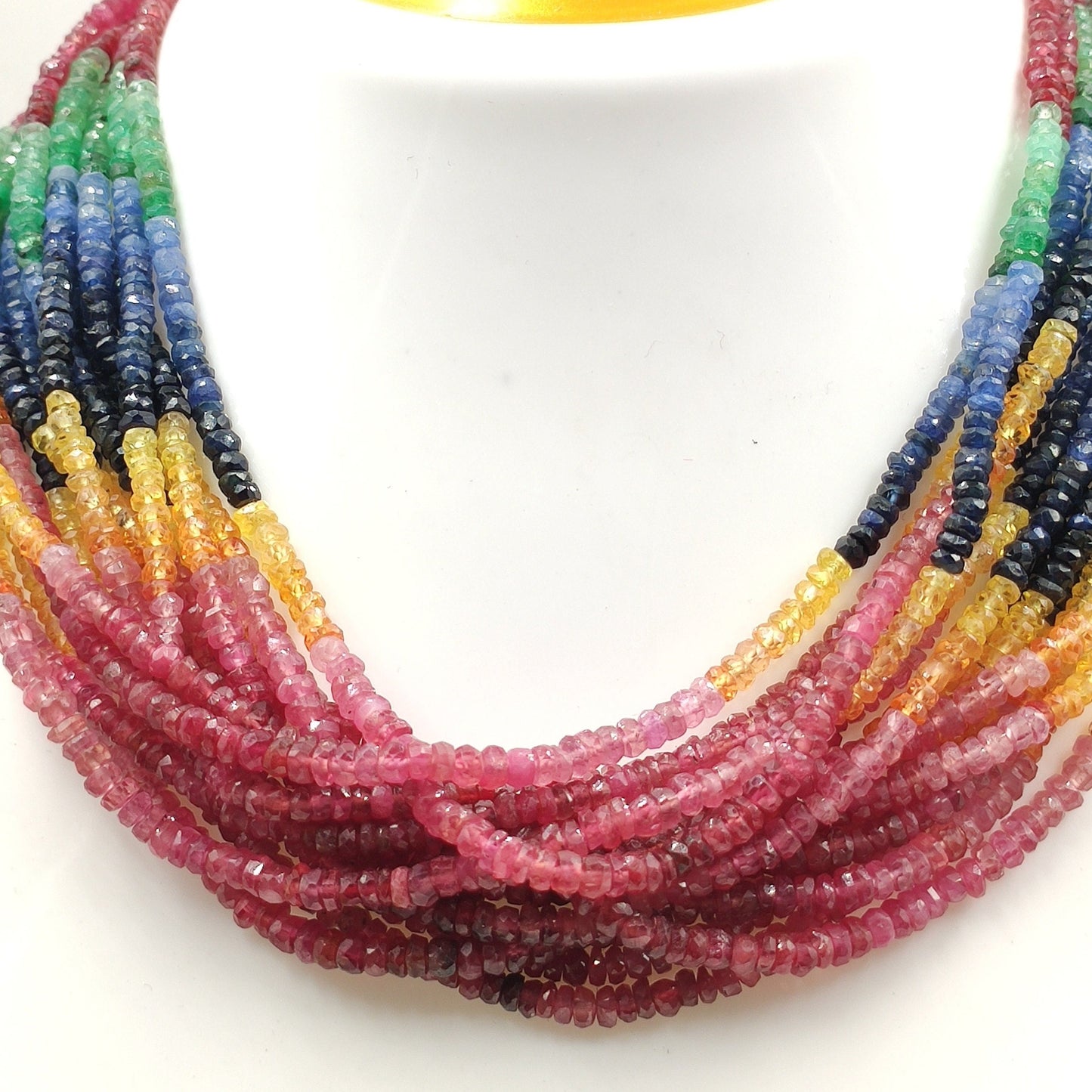 Natural Multi Sapphire Faceted Rondelle Gemstone Beads – AAA, 15” Strand