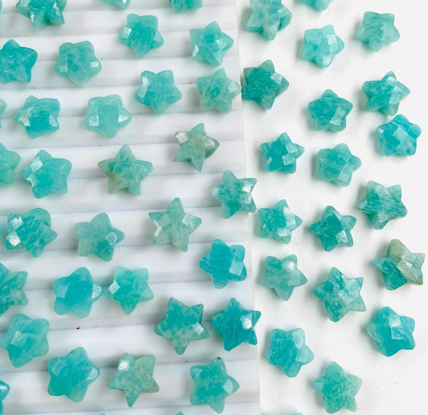 2 Pieces Natural Amazonite Hand Carved Star Shape Gemstone, Faceted Star Shape Briolette, Size 10 mm, Loose Stone For Jewelry, SKU - BBI114