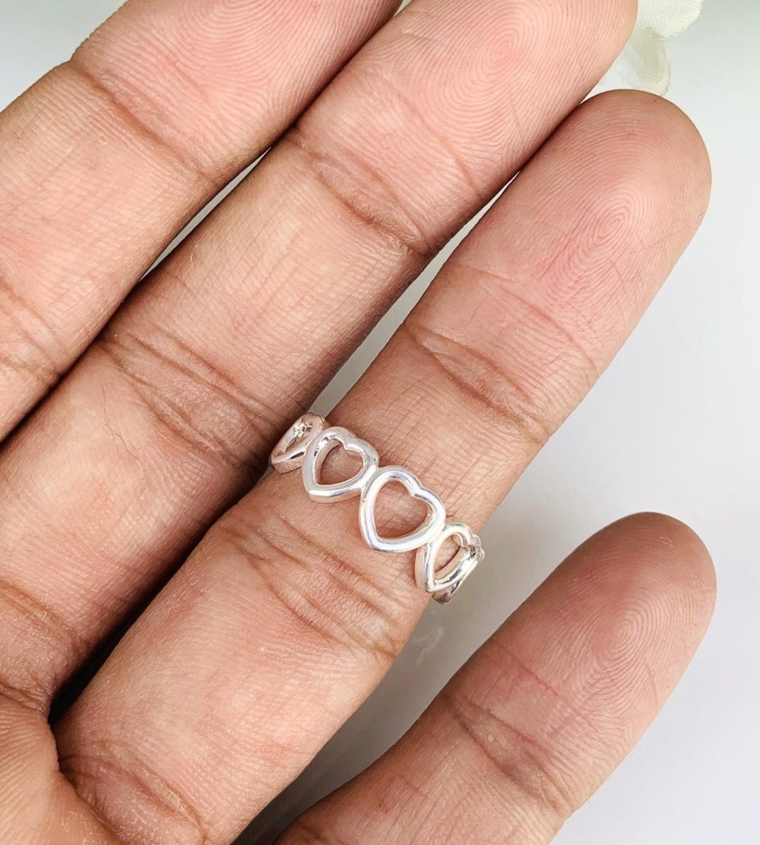 Eternity Heart Love Ring, Minimalist Silver Gold Promise Band, Stacking Gift for Her - BeadsBoatInc