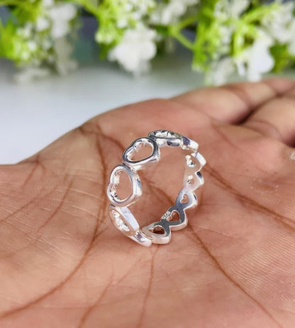 Eternity Heart Love Ring, Minimalist Silver Gold Promise Band, Stacking Gift for Her - BeadsBoatInc