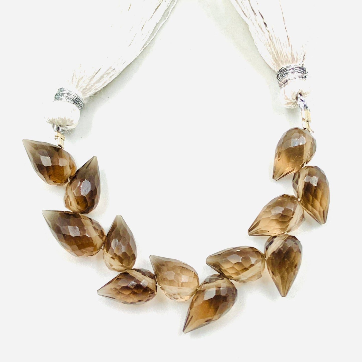 4 Inches Natural Smoky Quartz Buds Briolette Beads Smoky Quartz Gemstone Faceted Flower Buds Size 5X9mm To 6X10mm Smoky Drops jewelry making