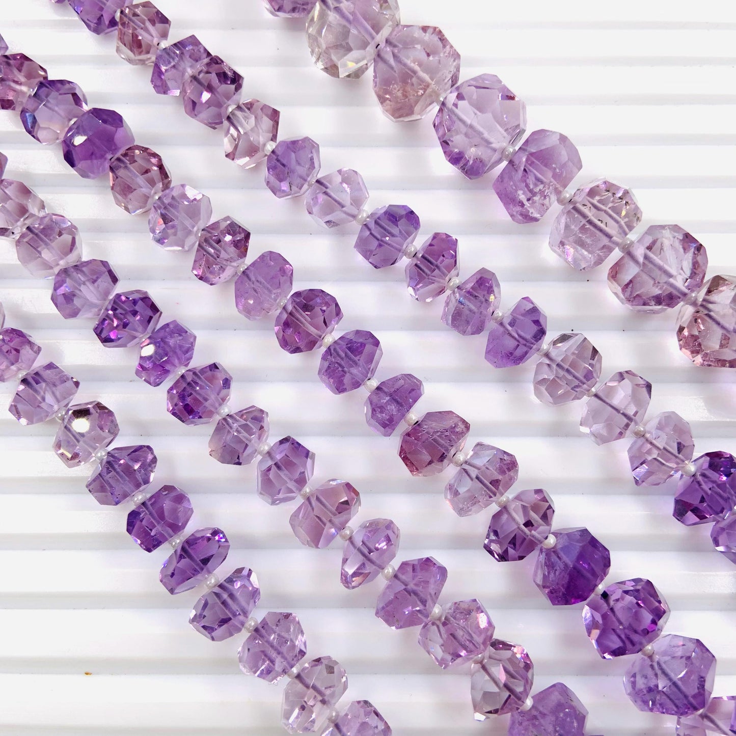 Natural Pink Amethyst Faceted Tumble Cubes Gemstone Beads 8" Strand