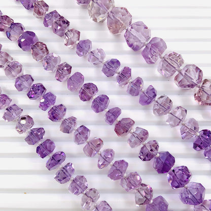 Natural Pink Amethyst Faceted Tumble Cubes Gemstone Beads 8" Strand