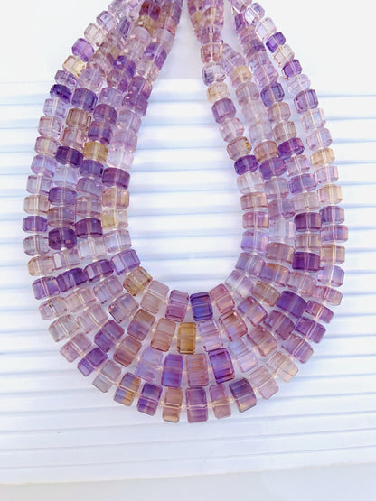 Natural Ametrine Faceted Tyre Gemstone Beads 15" Strand