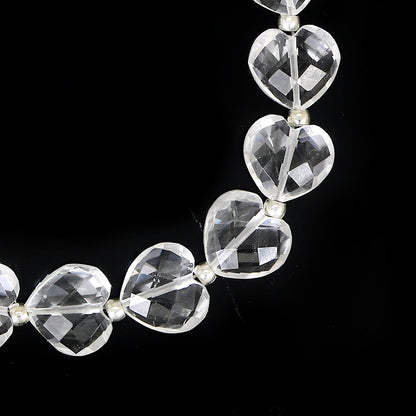 19 pcs Natural Crystal Quartz Carved Heart shape Gemstone Briolette Beads | Beads For Jewelry | Wholesale Gemstone beads BBI341