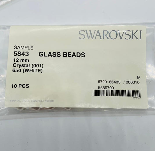 Natural Crystal (001) 650 White Swarovski 5843 Baroque Drop Pearl in 12mm