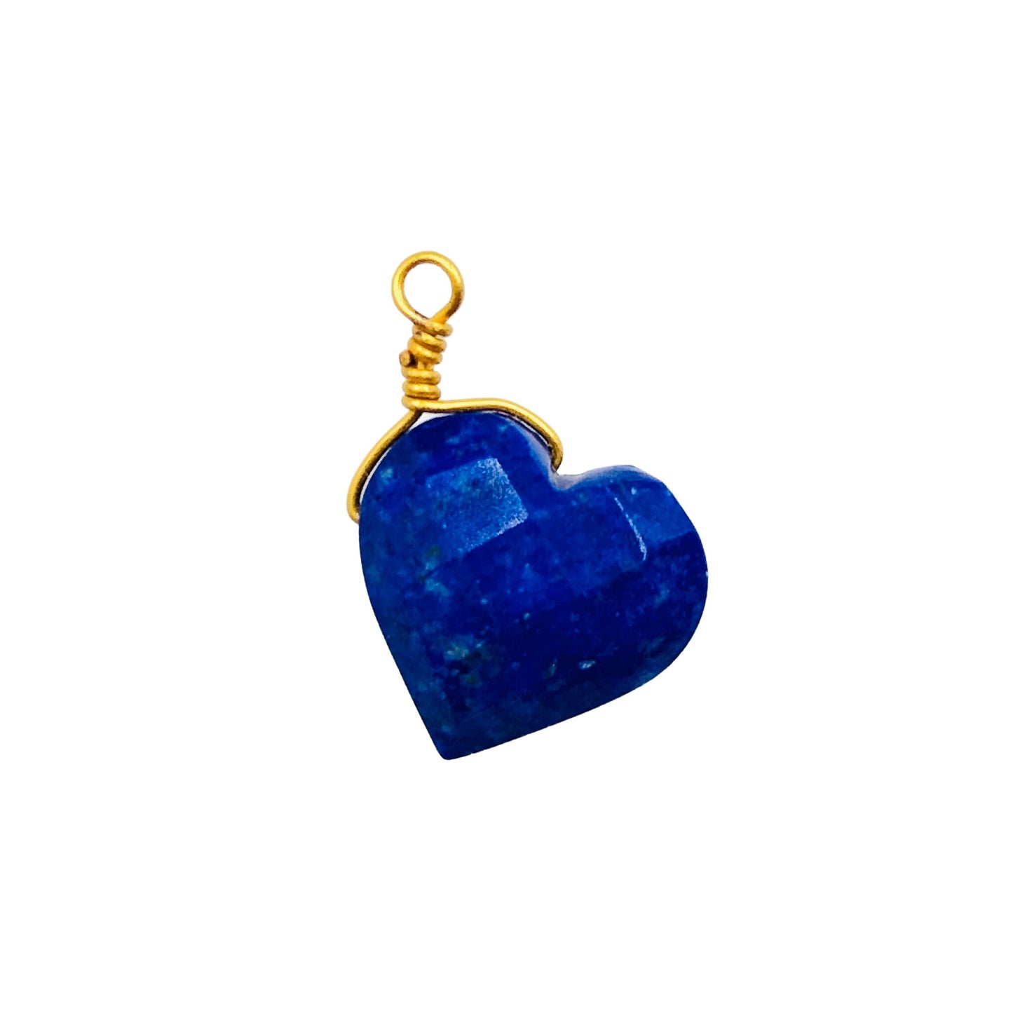 2 Pieces Natural Lapis Lazuli Faceted Heart Shape Gemstone, Single Bail Gold Plated Wire Connectors, Size 10mm, Charms & Pendent, SKU-BBI307