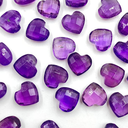 Natural Amethyst Faceted Carved Heart Shape Loose Gemstone Beads , Carved Heart Shape Gemstone Briolette , Amethyst Gemstone Beads BBI301