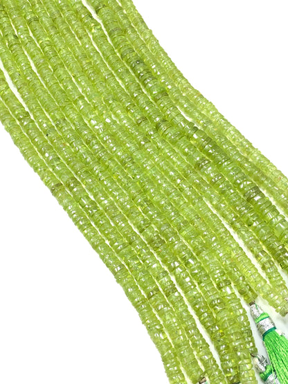 Natural Peridot Smooth Tyre , Peridot heishi Beads Gemstone beads , AAA Quality Beads Wheel/ Heishi shape 3.50mm -6mm SKU- BBI502