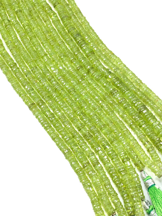 Natural Peridot Smooth Tyre , Peridot heishi Beads Gemstone beads , AAA Quality Beads Wheel/ Heishi shape 3.50mm -6mm SKU- BBI502